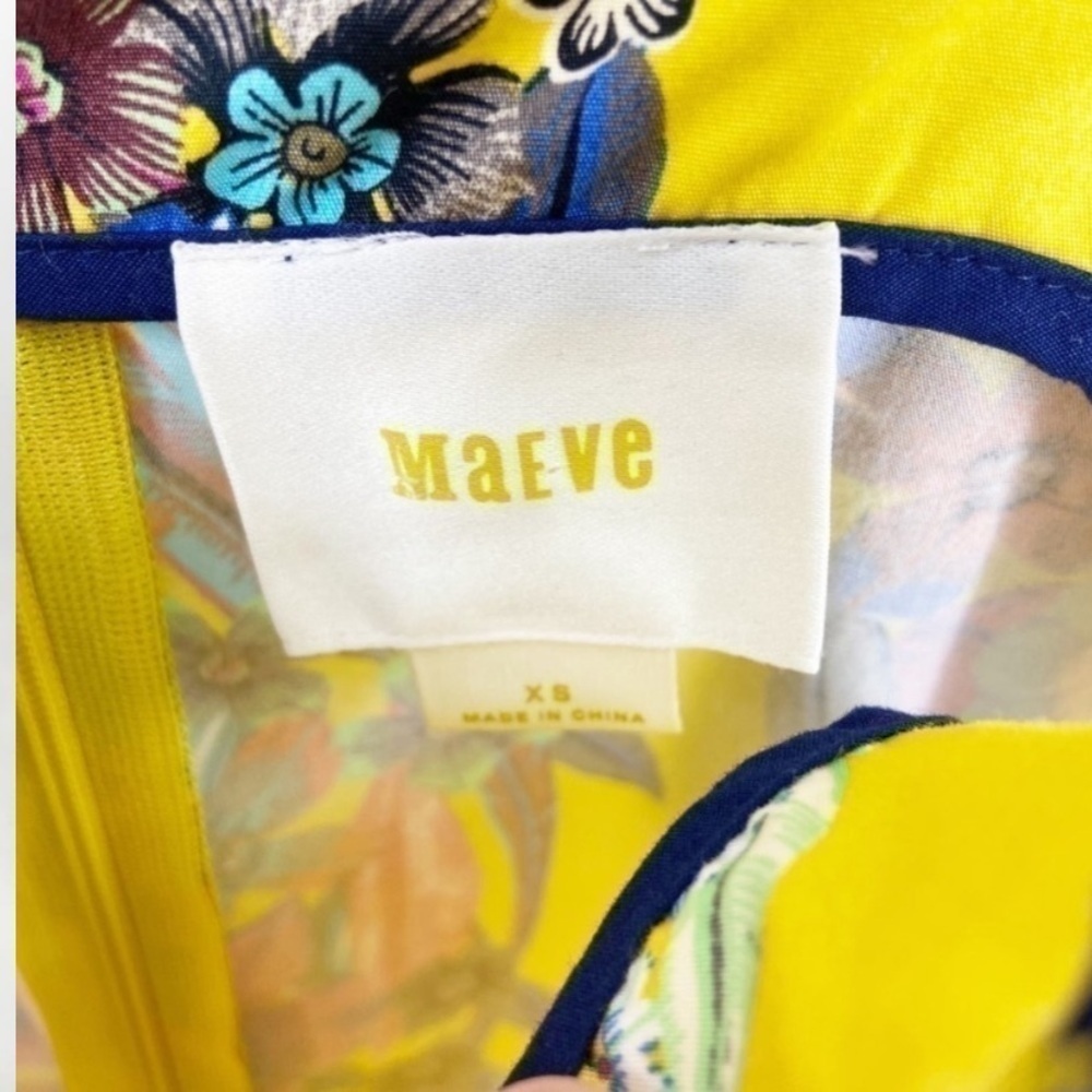 Anthropologie Maeve Yellow Floral Sleeveless Sunniva A-Line Dress - Picture 4 of 13